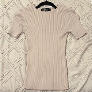 ZESICA Women's Ribbed Crew Neck Sweater - Tan